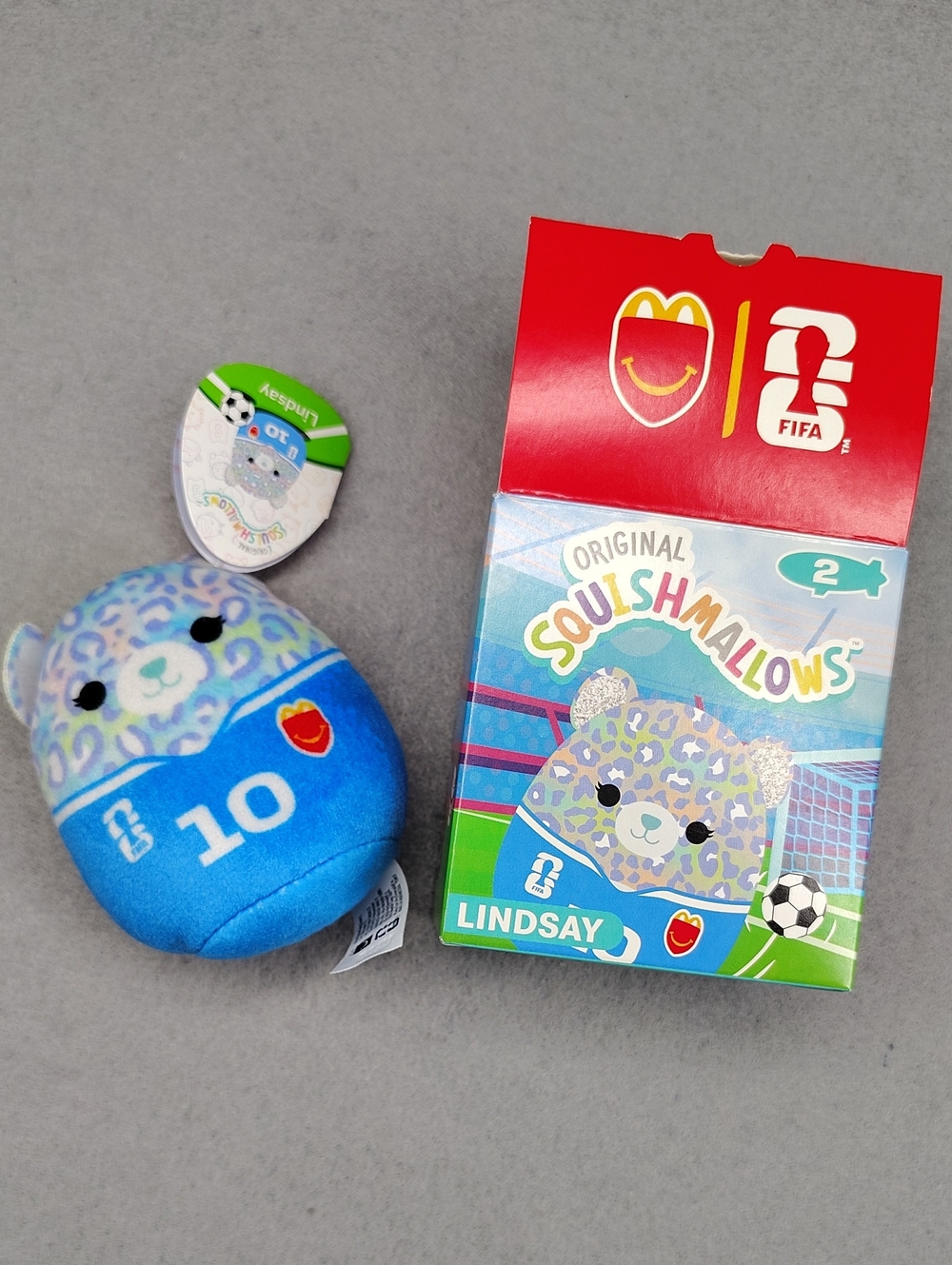 McDonald's FIFA World Cup Squishmallows Lindsay Blue Leopard Soccer Plush